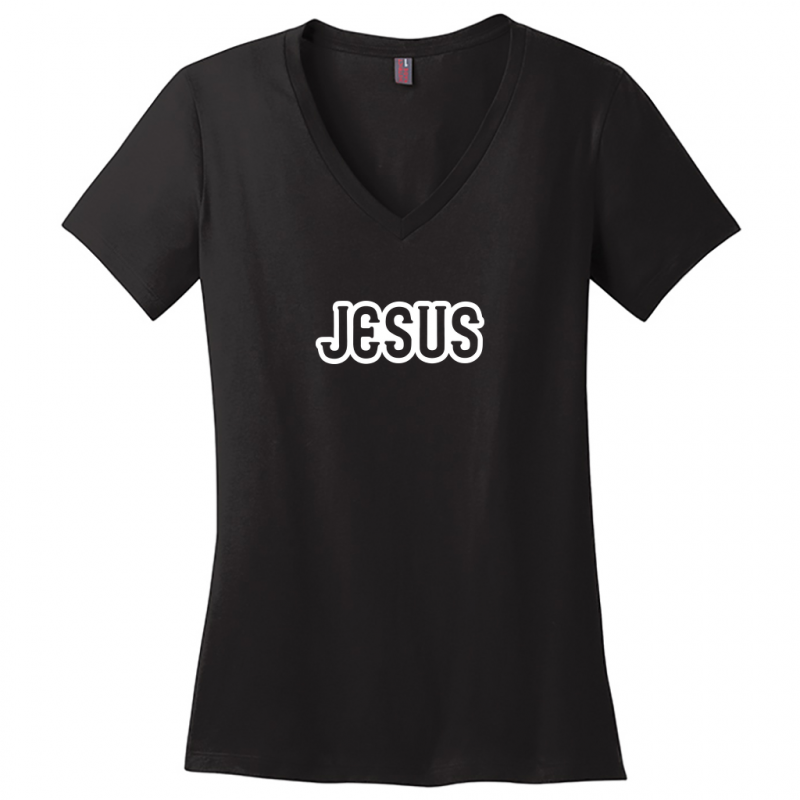 Jesus White Design Woman's V-Neck