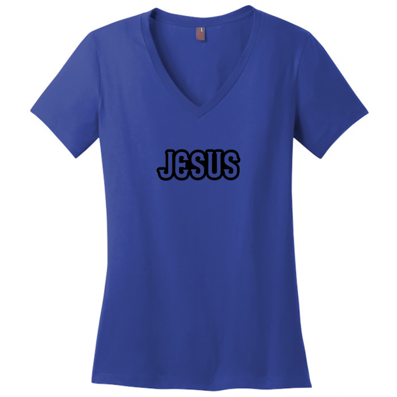 Jesus Black Design Woman's V-Neck