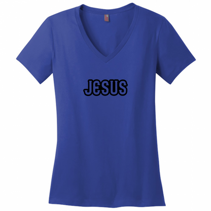 Jesus Black Design Woman's V-Neck