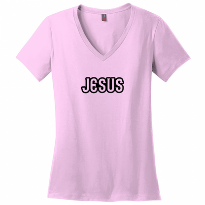 Jesus Black Design Woman's V-Neck