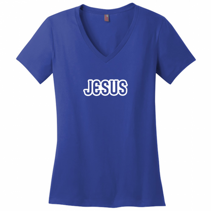 Jesus White Design Woman's V-Neck