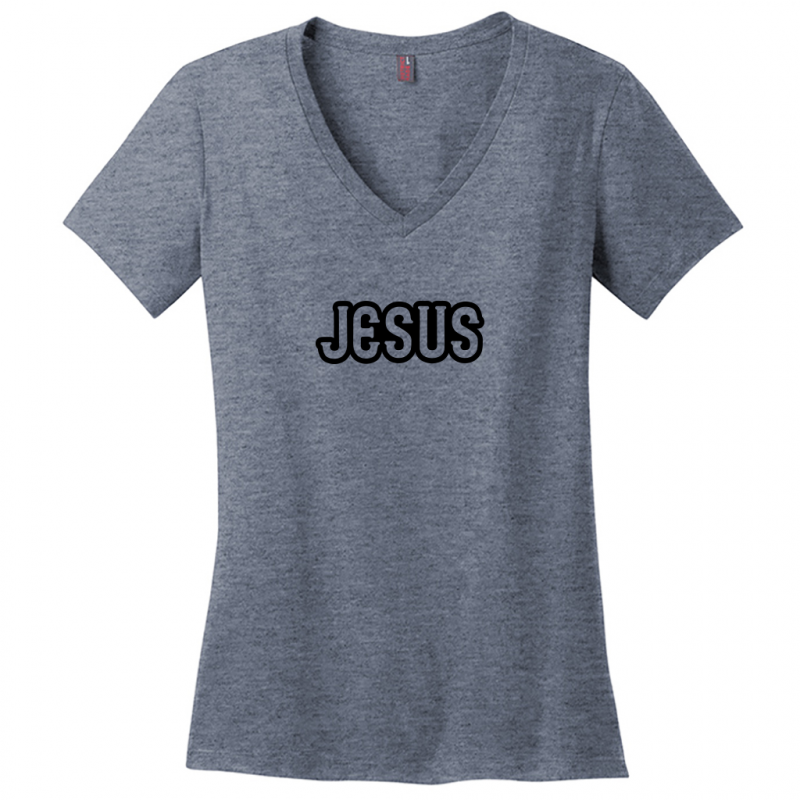 Jesus Black Design Woman's V-Neck