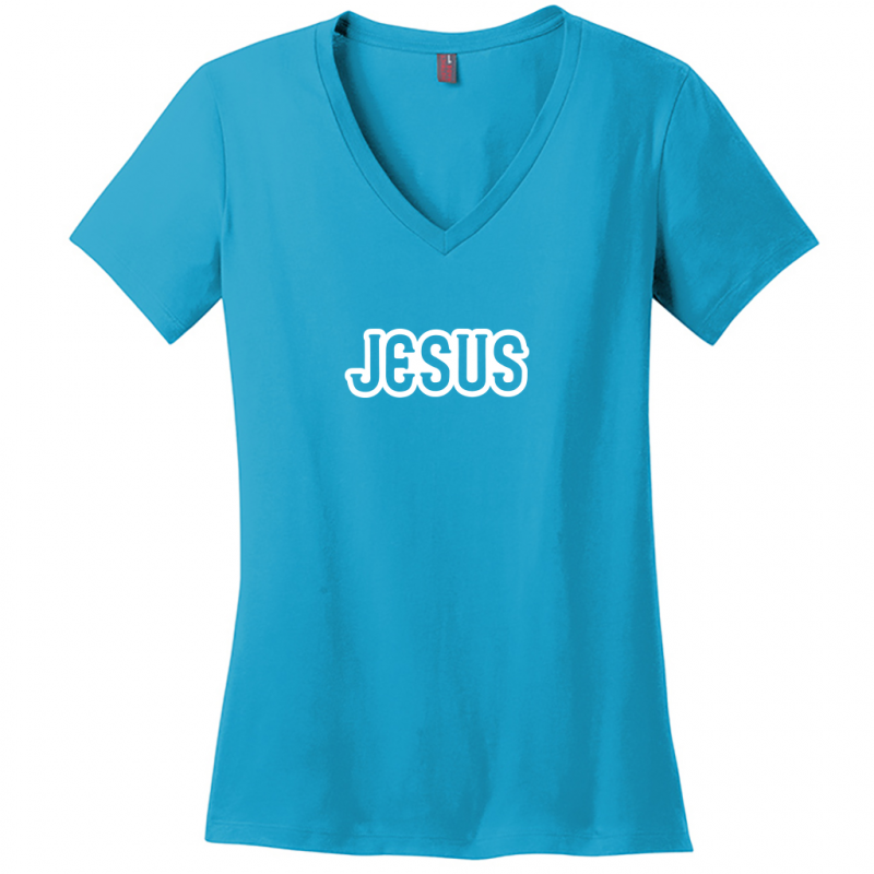 Jesus White Design Woman's V-Neck