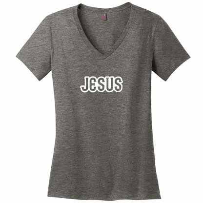 Jesus White Design Woman's V-Neck