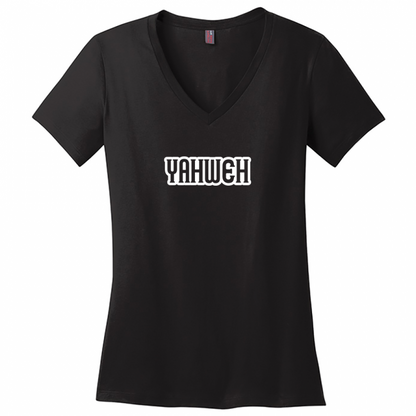 Yahweh White Design Woman's V-Neck