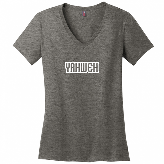 Yahweh White Design Woman's V-Neck