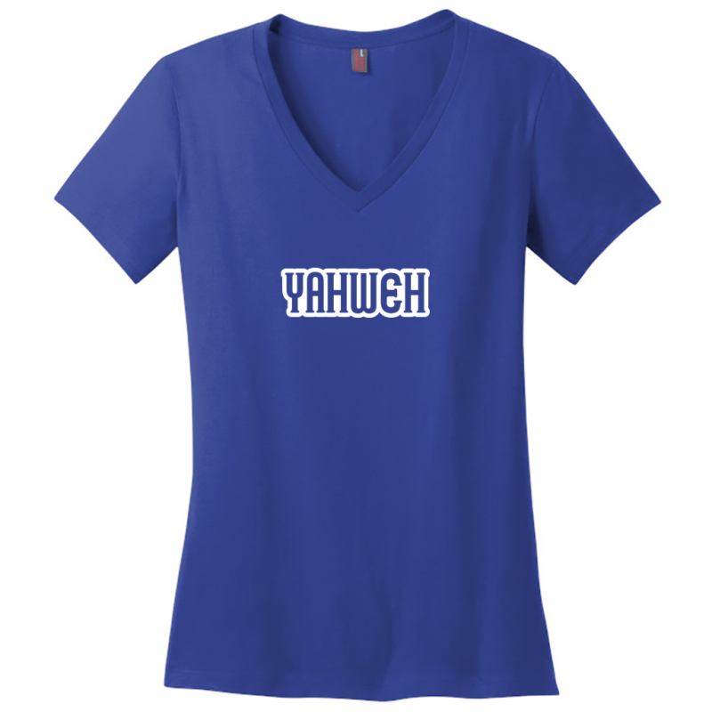 Yahweh White Design Woman's V-Neck