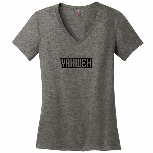 Yahweh Black Design Woman's V-Neck