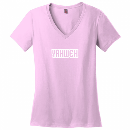 Yahweh White Design Woman's V-Neck