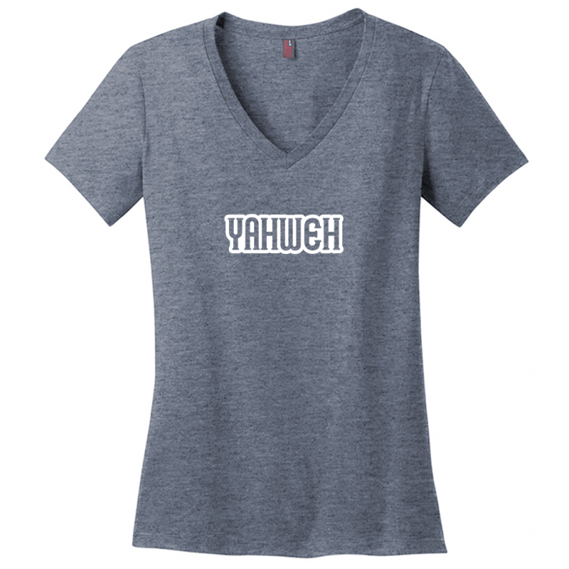 Yahweh White Design Woman's V-Neck