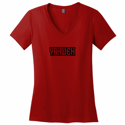 Yahweh Black Design Woman's V-Neck